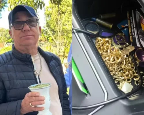 Neto de 18 anos viaja 670 km para roubar ouro do avô, o mata a tiros e é preso com joias e arma em Cascavel