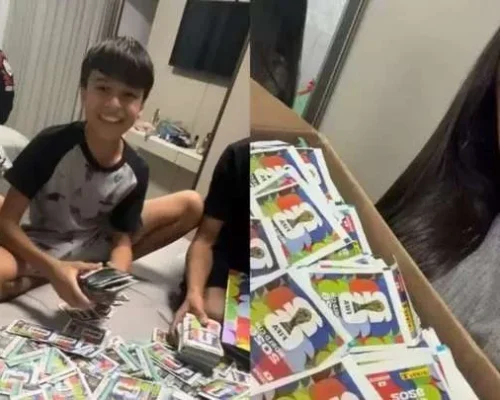 VÍDEO: Mulher viraliza após gastar mais de R$ 40 mil em figurinhas da Copa do Mundo